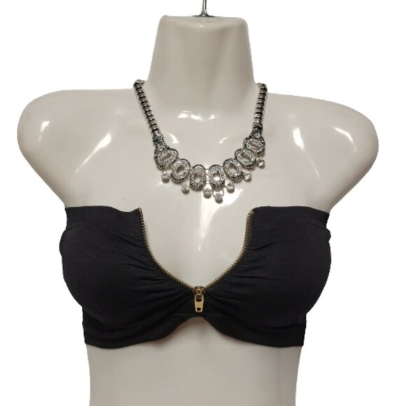 Sexy Tube Top with padded bra, Front Zip Bandeau - One Size - New - Picture 1 of 6